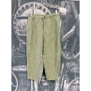 A New Day Olive Green Lyocell Blend Pleated Utility Trousers Pants